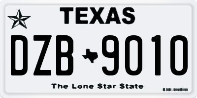 TX license plate DZB9010