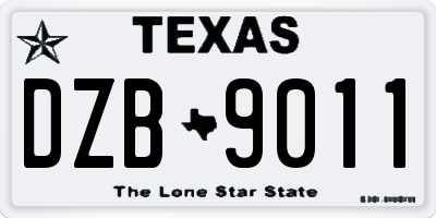 TX license plate DZB9011