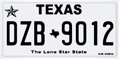TX license plate DZB9012
