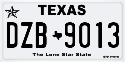 TX license plate DZB9013