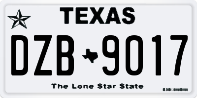 TX license plate DZB9017