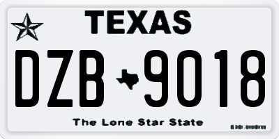 TX license plate DZB9018