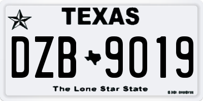 TX license plate DZB9019