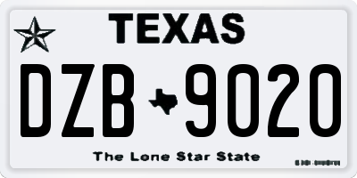 TX license plate DZB9020