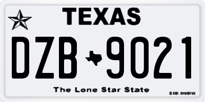 TX license plate DZB9021