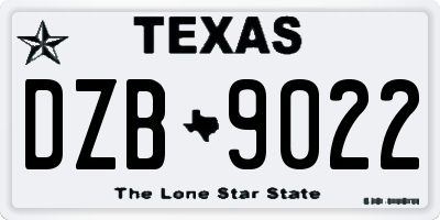 TX license plate DZB9022