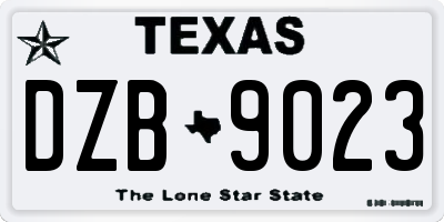 TX license plate DZB9023