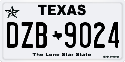 TX license plate DZB9024