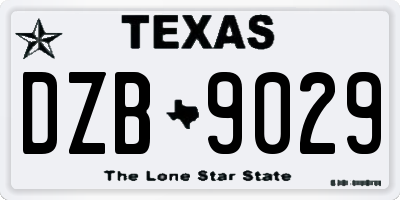 TX license plate DZB9029
