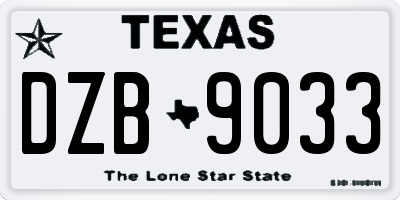TX license plate DZB9033