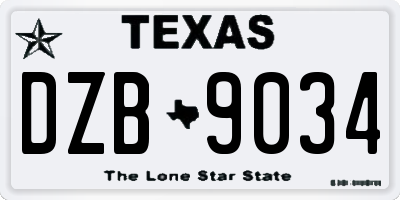 TX license plate DZB9034