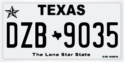 TX license plate DZB9035