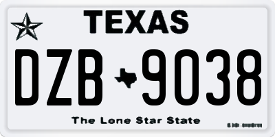 TX license plate DZB9038