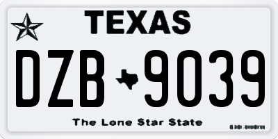 TX license plate DZB9039