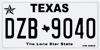 TX license plate DZB9040