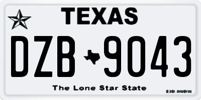 TX license plate DZB9043