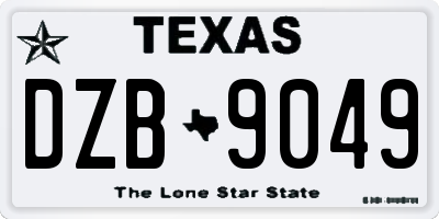 TX license plate DZB9049