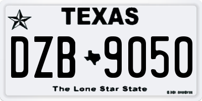 TX license plate DZB9050