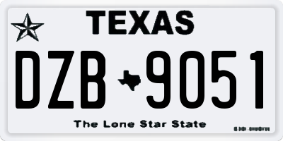 TX license plate DZB9051