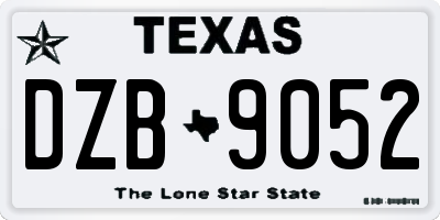 TX license plate DZB9052