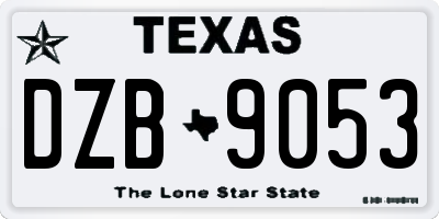 TX license plate DZB9053
