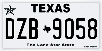 TX license plate DZB9058