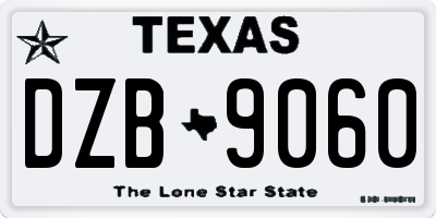 TX license plate DZB9060