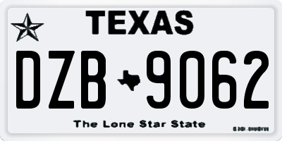 TX license plate DZB9062