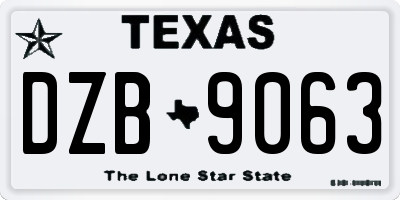 TX license plate DZB9063