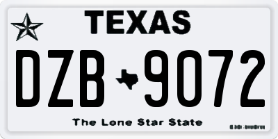 TX license plate DZB9072