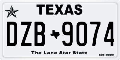 TX license plate DZB9074