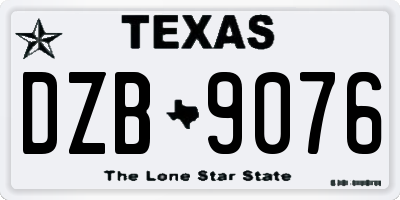 TX license plate DZB9076