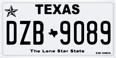 TX license plate DZB9089