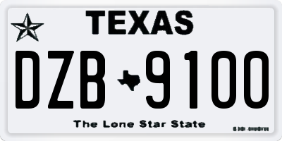 TX license plate DZB9100