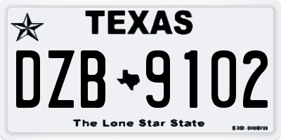 TX license plate DZB9102