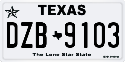 TX license plate DZB9103