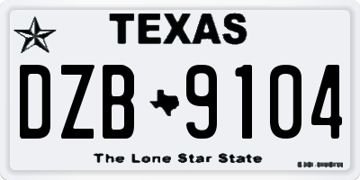 TX license plate DZB9104