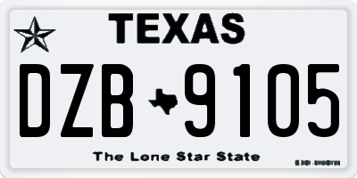 TX license plate DZB9105