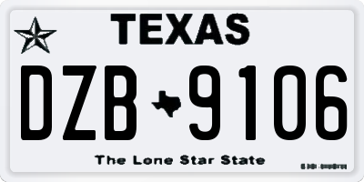 TX license plate DZB9106