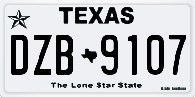 TX license plate DZB9107