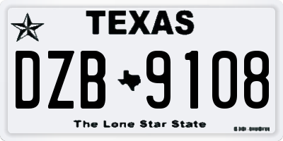 TX license plate DZB9108