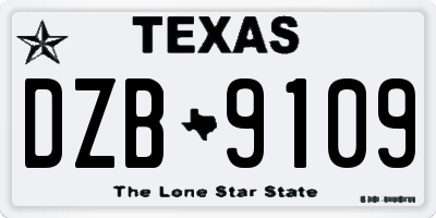 TX license plate DZB9109