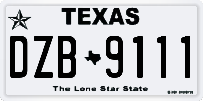 TX license plate DZB9111