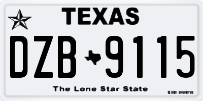 TX license plate DZB9115
