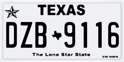 TX license plate DZB9116