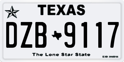 TX license plate DZB9117
