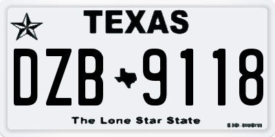 TX license plate DZB9118