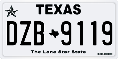 TX license plate DZB9119