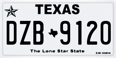 TX license plate DZB9120