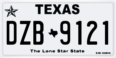 TX license plate DZB9121